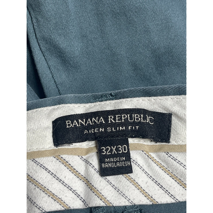 Banana Republic Aiden Blue High Rise Slim Fit Straight Trouser Chino Pants 32x30