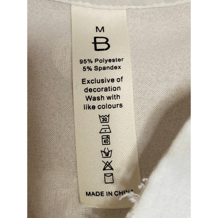 Banana Republic Women's White Short Sleeve Ruffle V Neck 3D Blouse Top Size M