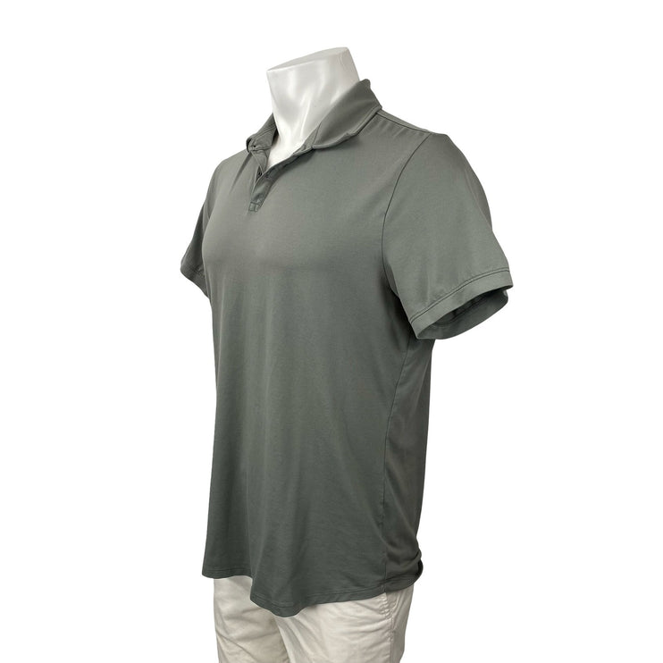 CUTS Men's Gray Curve-Hem Short Sleeve Golf Casual Cotton Polo Shirt Top Size L