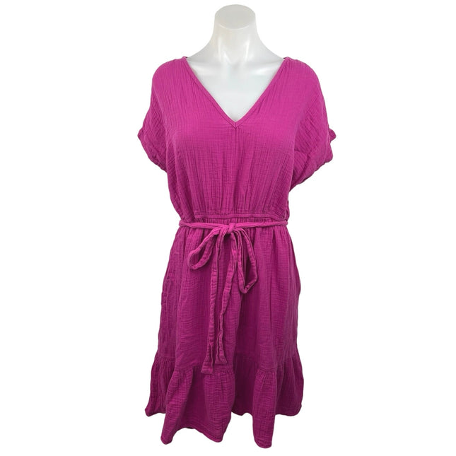 GAP Women's Short Sleeve Tie Waist V-Neck Tiered Fit & Flare Midi Dress  Size XXL