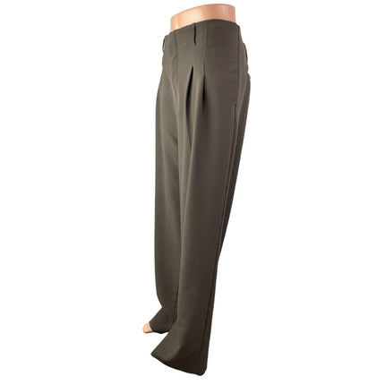 Zara Women's Gray Pleated High Rise Palazzo Wide Leg Trousers Dress Pants Sz L