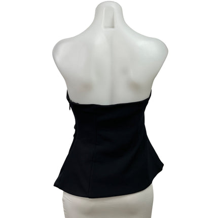 Abercrombie & Fitch Black Ruched Strapless Bandeau Tube Peplum Blouse Top Size M