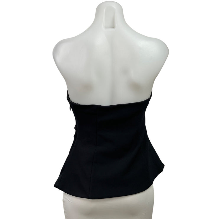 Abercrombie & Fitch Black Ruched Strapless Bandeau Tube Peplum Blouse Top Size M