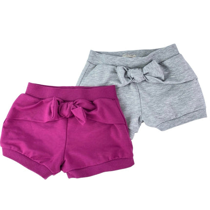 Lot of 2 Habitual Kids Girls Pink & Gray Bow Elastic Waist Mini Lounge Shorts 3T