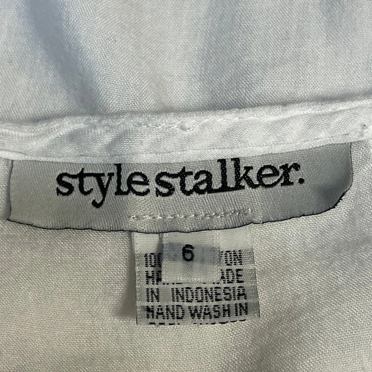 Stylestalker Women's White Scoop Neck Cutout Hi-Low T Shirt Blouse Top Size 6