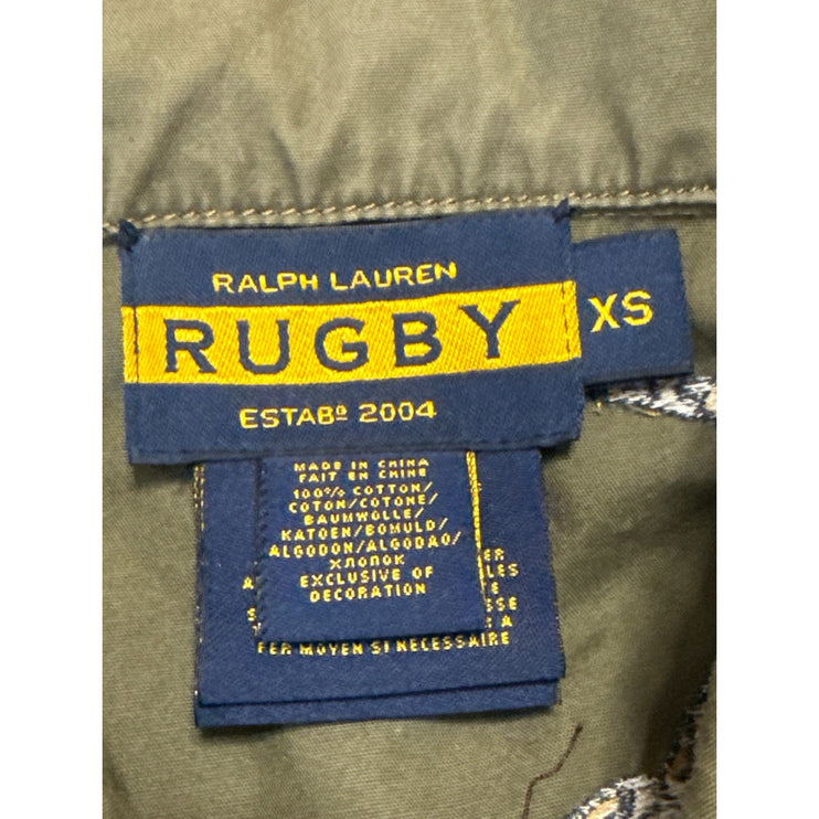 Rugby Ralph Lauren Logo Embroidery Long Sleeve Crop Military Coat Jacket Size XS
