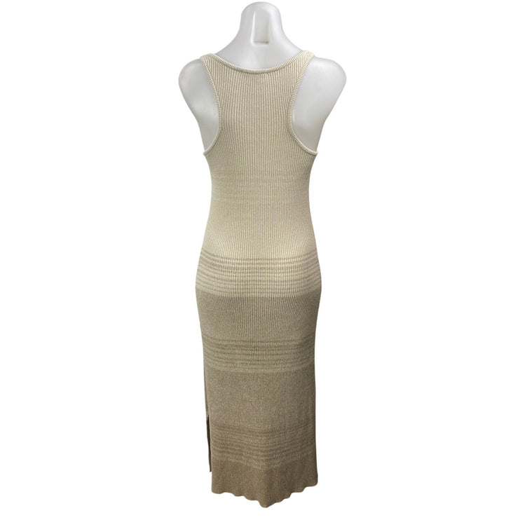 Splendid Xena Lurex Cream Women's Sleeveless Ribbed Knit Midi Sweater Dress Sz S