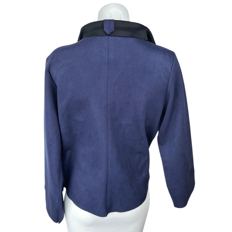 Rareism Cinnamon Blue Long Sleeve Shawl Neck Open Front Blazer Coat Jacket Sz M