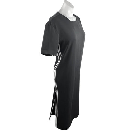 Adidas 3 Stripes Women's Black Short Sleeve Crew Neck Midi Shift Dress Size S