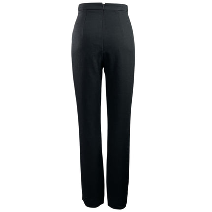 Kookai Oyster Tailored Women Black High Rise Straight Leg Trousers Pants Size 34