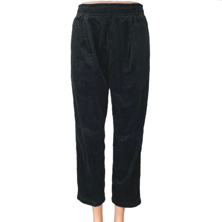 Uniqlo Black Corduroy Elastic Waist Pull On Straight Crop Ankle Trouser Pants XS