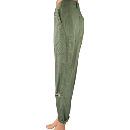 Banana Republic Olive Green Straight High Waist Distressed Windbreaker Pants 14