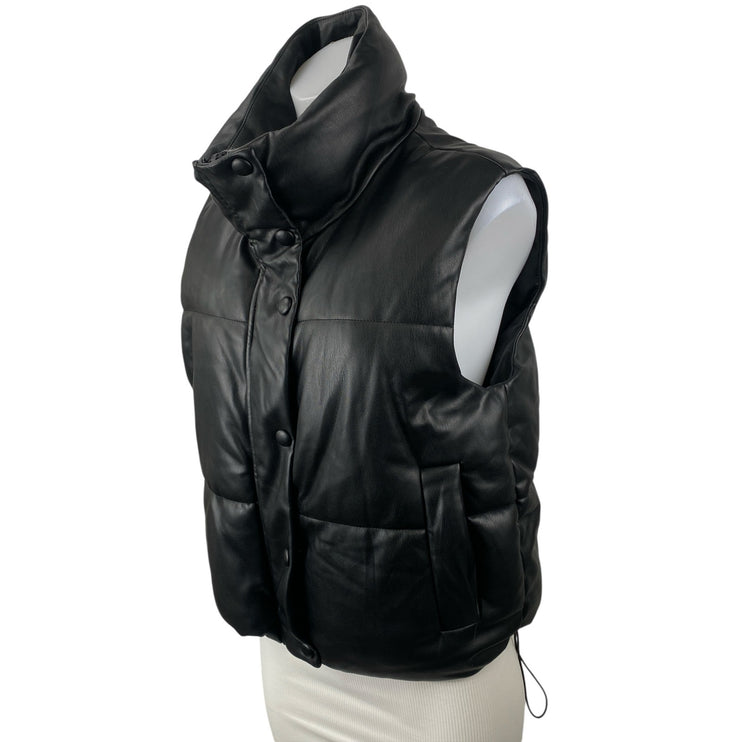 Zara Women's Black Stand Collar Sleeveless Puffer Quilted Vest Jacket Size S