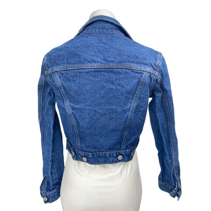 Brandy Melville Blue Long Sleeve Button Up Cropped Denim Jean Jacket Size S