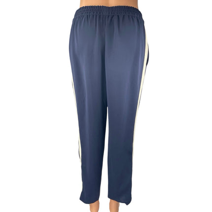 J.Crew Women's Blue White Straight Tapered Leg High Rise Trousers Track Pants 4