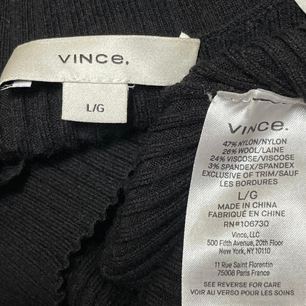 VINCE Womens Black Long Sleeves Button Front Cropped Cardigan Sweater Top Sz L/G