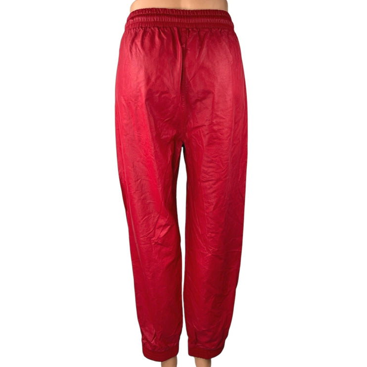 Stella Luce Womens Red Faux Leather Vegan Drawstring Jogger Sweat Pants Size XL