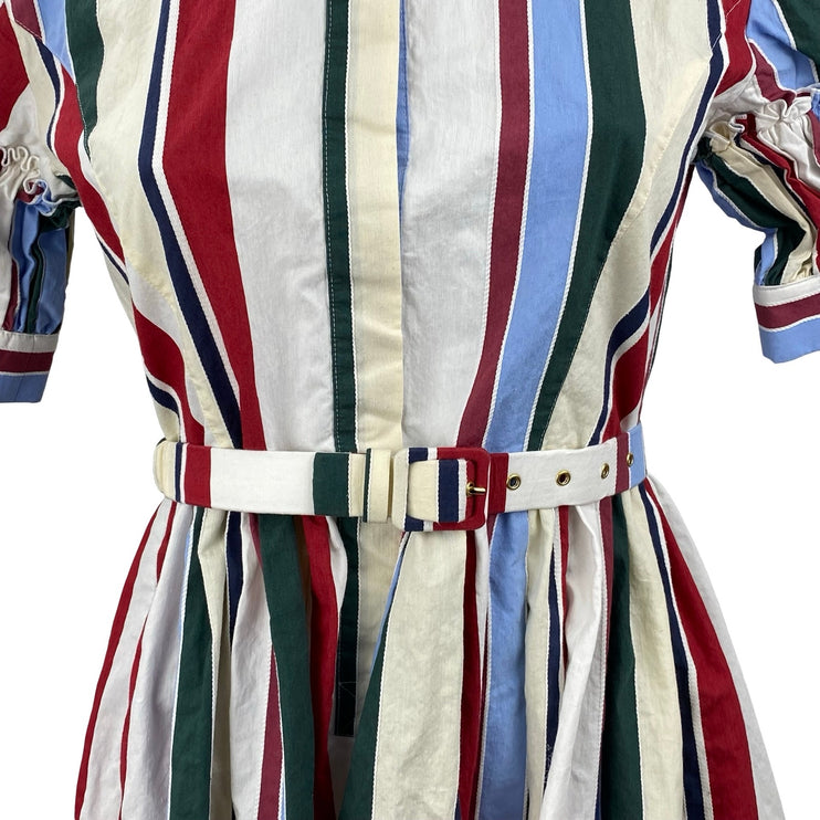 MSRP $1,290 La DoubleJ Libertine Striped Jacquard Midi A-Line Shirt Dress Sz XS