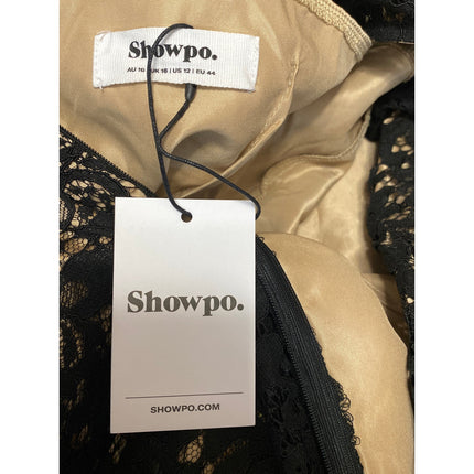 NEW Showpo Ness Women's Black Floral Lace Long Sleeve Mini Flare A-Line Dress 12