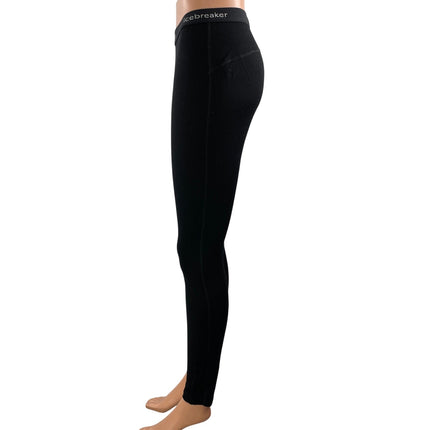 Icebreaker Merino 260 Women's Black Base Layer Winter Leggings Pants Size S