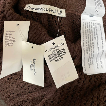 NEW Abercrombie & Fitch Brown Knit Crochet Drawstring Cover Up Trouser Pants M