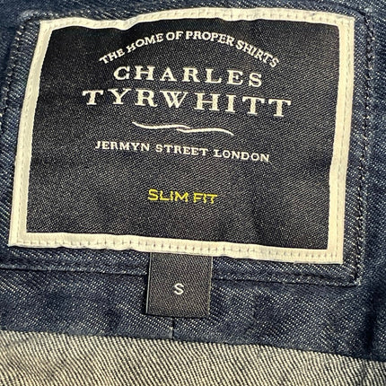 Charles Tyrwhitt Men's Blue Chambray Slim Long Sleeve Button Down Shirt Top S