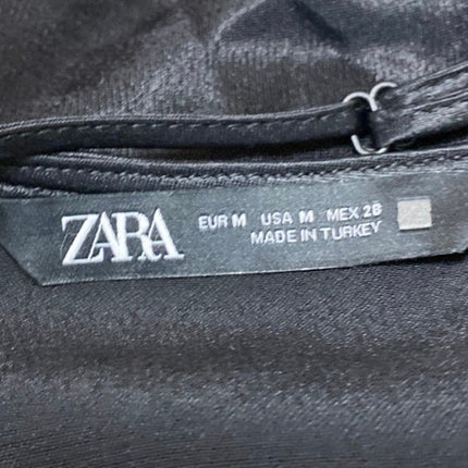 Zara Womens Black Silky Satin Sleeveless Cami Camisole Cowl Neck Crop Tank Top M