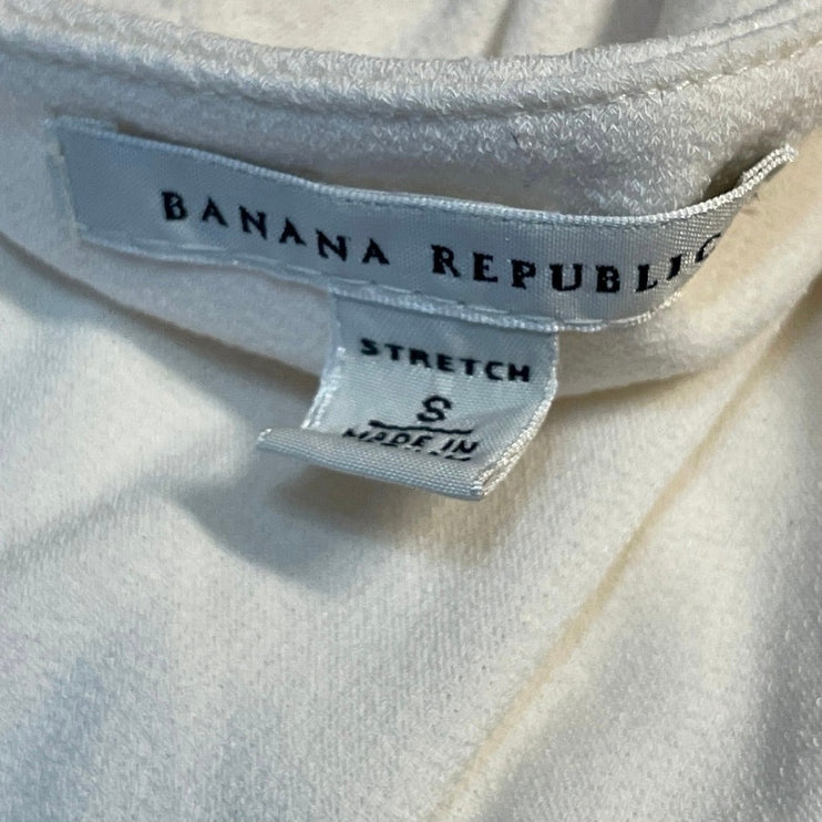 Banana Republic Women's Cream Short Sleeve Stretch V-neck Wrap Blouse Top Size S