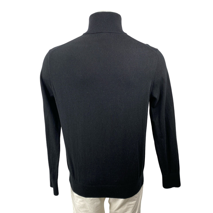Banana Republic Men Black Silk Snap Long Sleeve Knit Pullover Sweater Top Size L