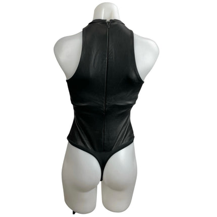 Skims Faux Vegan Leather High Neck Sleeveless Tank Shapewear Bodysuit Top Size S