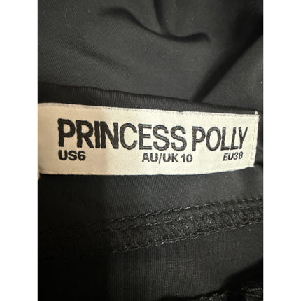 Princess Polly Women's Black Sleeveless Mock Neck Side Tie Tank Top Size 6