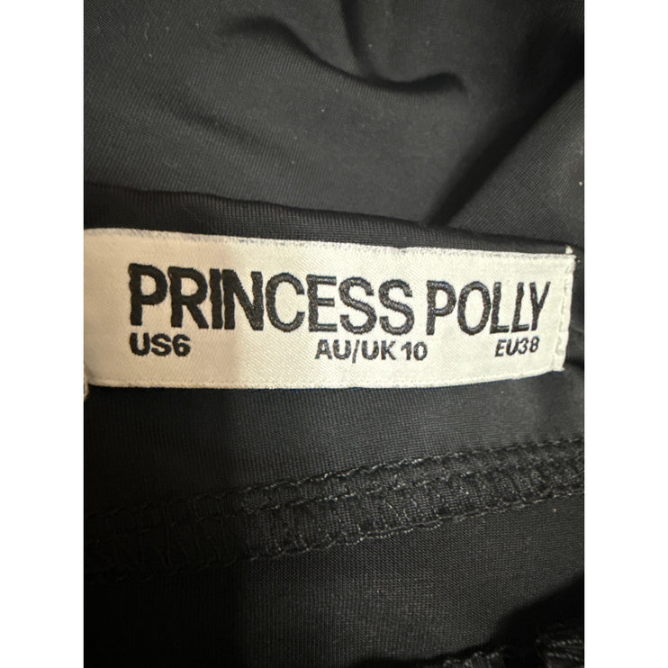 Princess Polly Women's Black Sleeveless Mock Neck Side Tie Tank Top Size 6