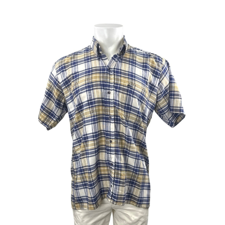 GOLF Men's Multicolor Plaid Flannel Short Sleeve Button Down Shirt Top Size L