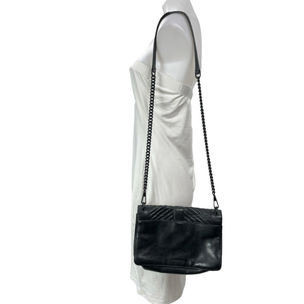 Rebecca Minkoff Chevron Quilted Love Black Chain Crossbody Handbag Size OS
