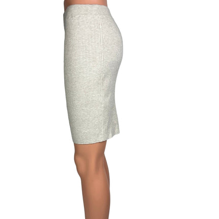 Aritzia Wilfred Women Beige Ribbed Knit Pull On Stretch Mini Pencil Skirt Size M