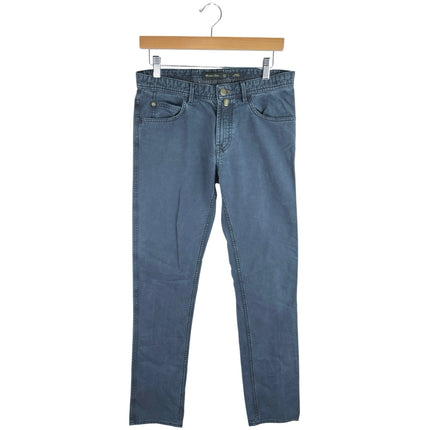 Massimo Dutti Women's Blue Mid Rise Slim Straight Stretch Denim Jeans Size 30