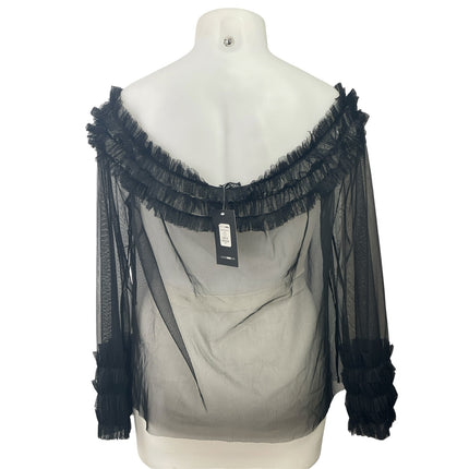 New Fashion Nova More Romance Black Off Shoulder Sheer Mesh Cover Up Blouse 3X