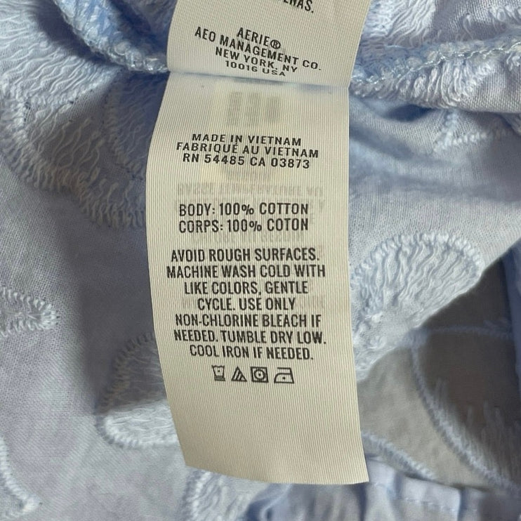 NEW Aerie Off Duty Blue Floral Embroidery Sleepwear Mini Tank Nightie Dress XL