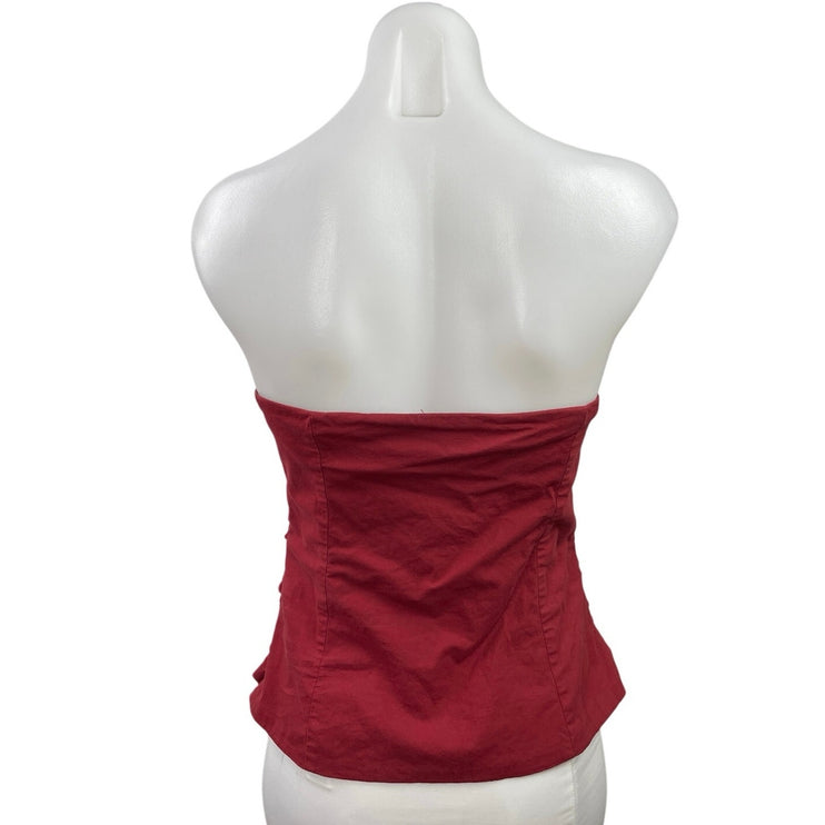 4th + Reckless Red Strapless Sweetheart Cutout Bandeau Tube Blouse Top Size M