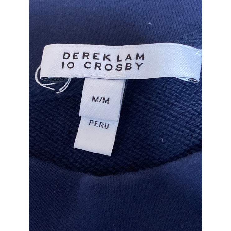 Derek Lam 10 Crosby Women's Navy Blue Gold Button Crewneck Sweatshirt Top Size M
