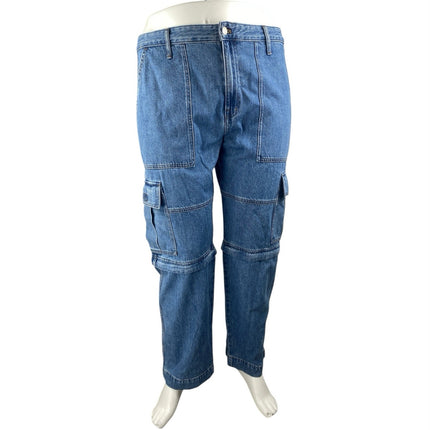 Madewell Women's Blue High Waisted Straight Leg Cargo Denim Jeans Size 33