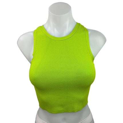 Zara Green High Neck Sleeveless Knit Chic Pullover Casual Stretch Crop Top Sz  S