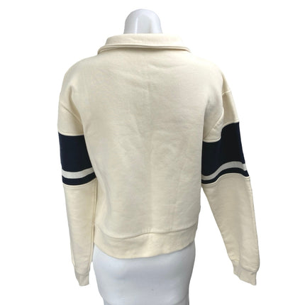 Zara Cream Black New York Long Sleeve Fleece Collared Sweatshirt Sweater Top S