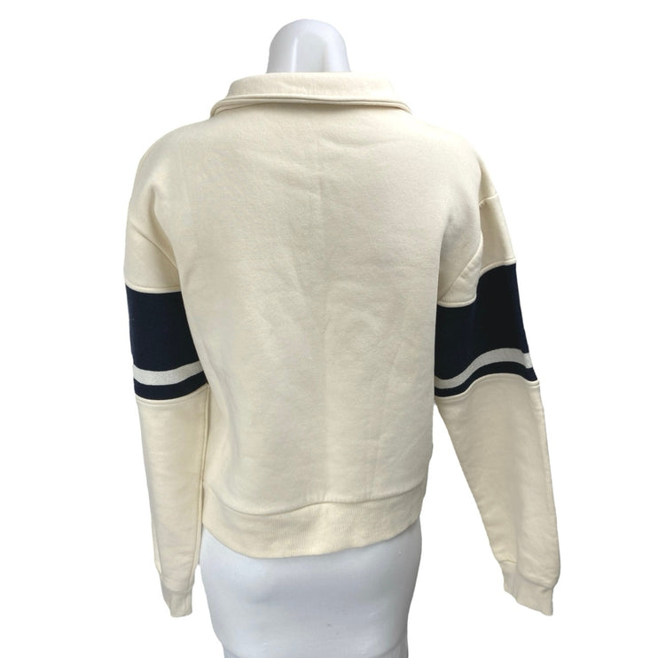 Zara Cream Black New York Long Sleeve Fleece Collared Sweatshirt Sweater Top S