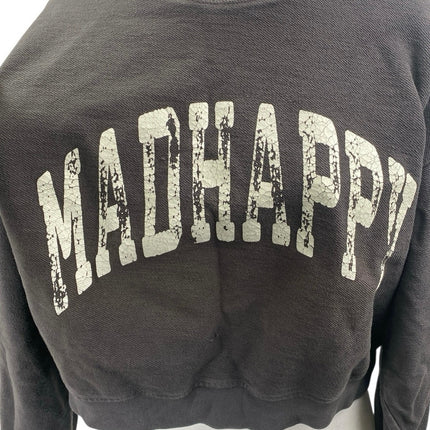 Madhappy Women's Charcoal Gray Spellout Logo Long Sleeve Sweatshirt Top Size L