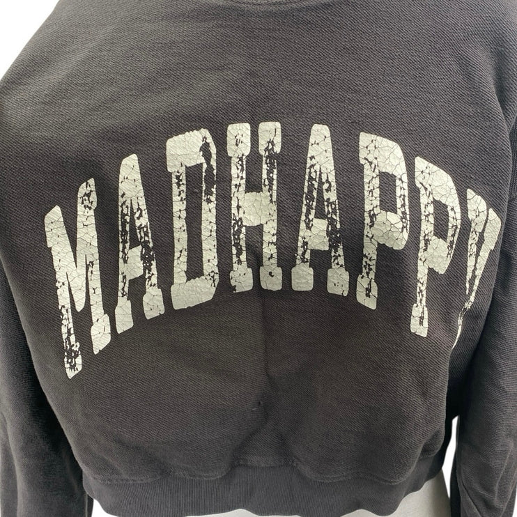 Madhappy Women's Charcoal Gray Spellout Logo Long Sleeve Sweatshirt Top Size L