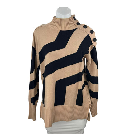 River Island Tan Black Colorblock Knit Long Sleeve Turtleneck Sweater Top Size S