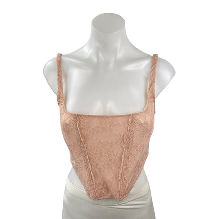 Urban Outfitters Out From Under Peach Lace Corset Bustier Longline Crop Top M