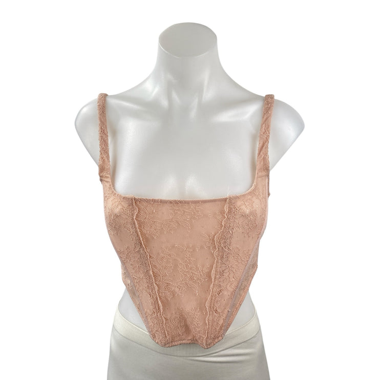 Urban Outfitters Out From Under Peach Lace Corset Bustier Longline Crop Top M