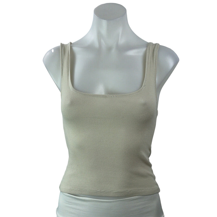 3 Pcs SKIMS Women's Gray Beige Olive Green Sleeveless Crop Tank Top Sets Sz M